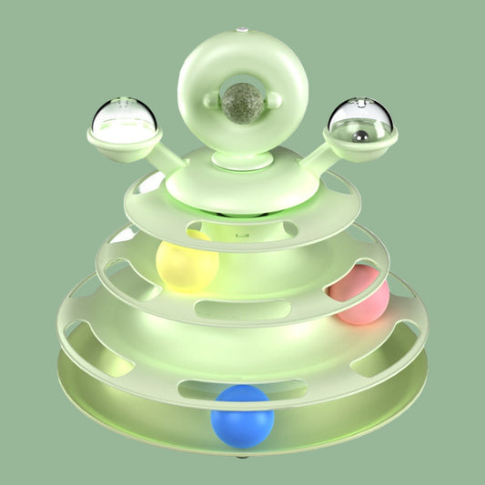 4-Tier Interactive Cat Toy Tower with Rolling Balls - Smart Training Puzzle for Pets