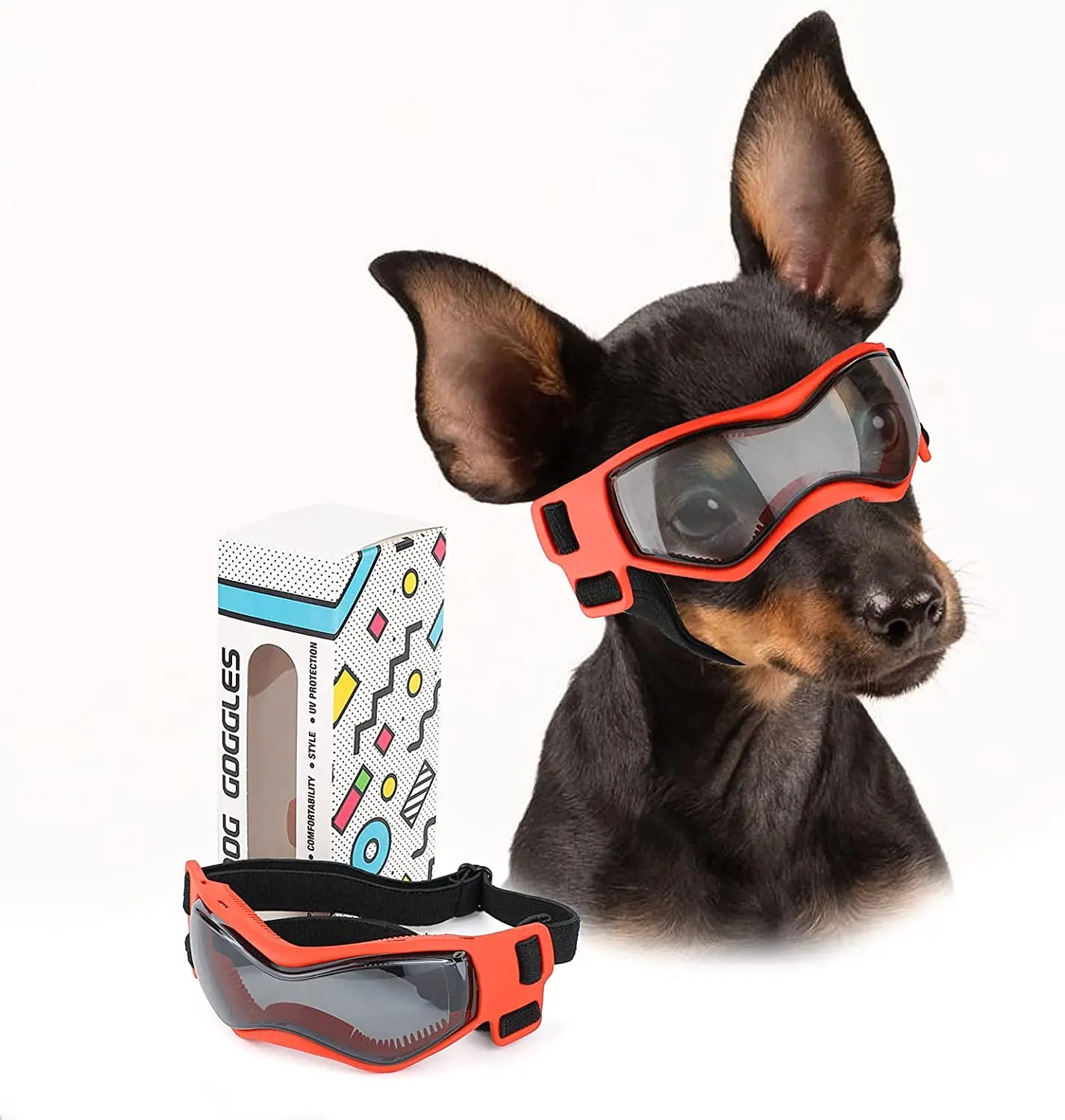 Premium Dog Sunglasses for Small Breeds - Ultimate UV Protection and Windproof Design with Adjustable Soft Frame for Small and Medium Dogs and Puppies