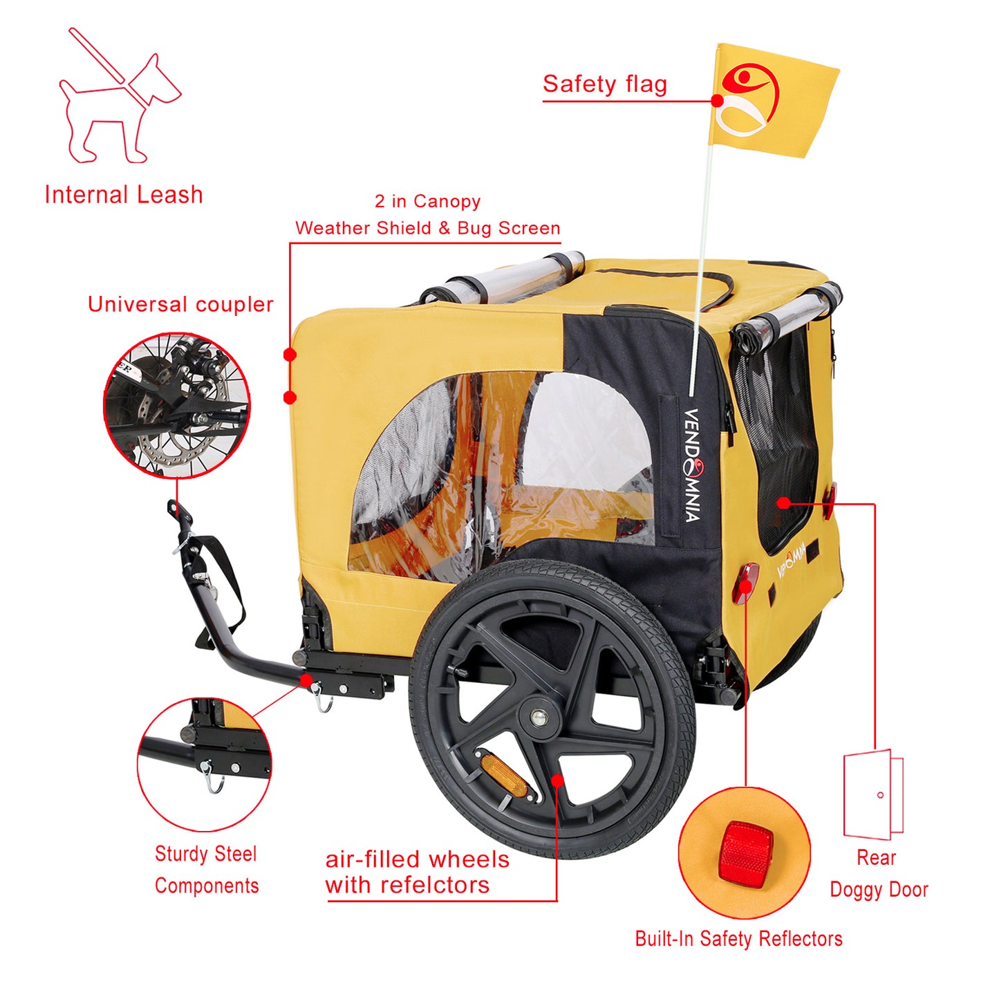 Outdoor Heavy Duty Foldable Practical Pet Stroller  With Bicycle Tow