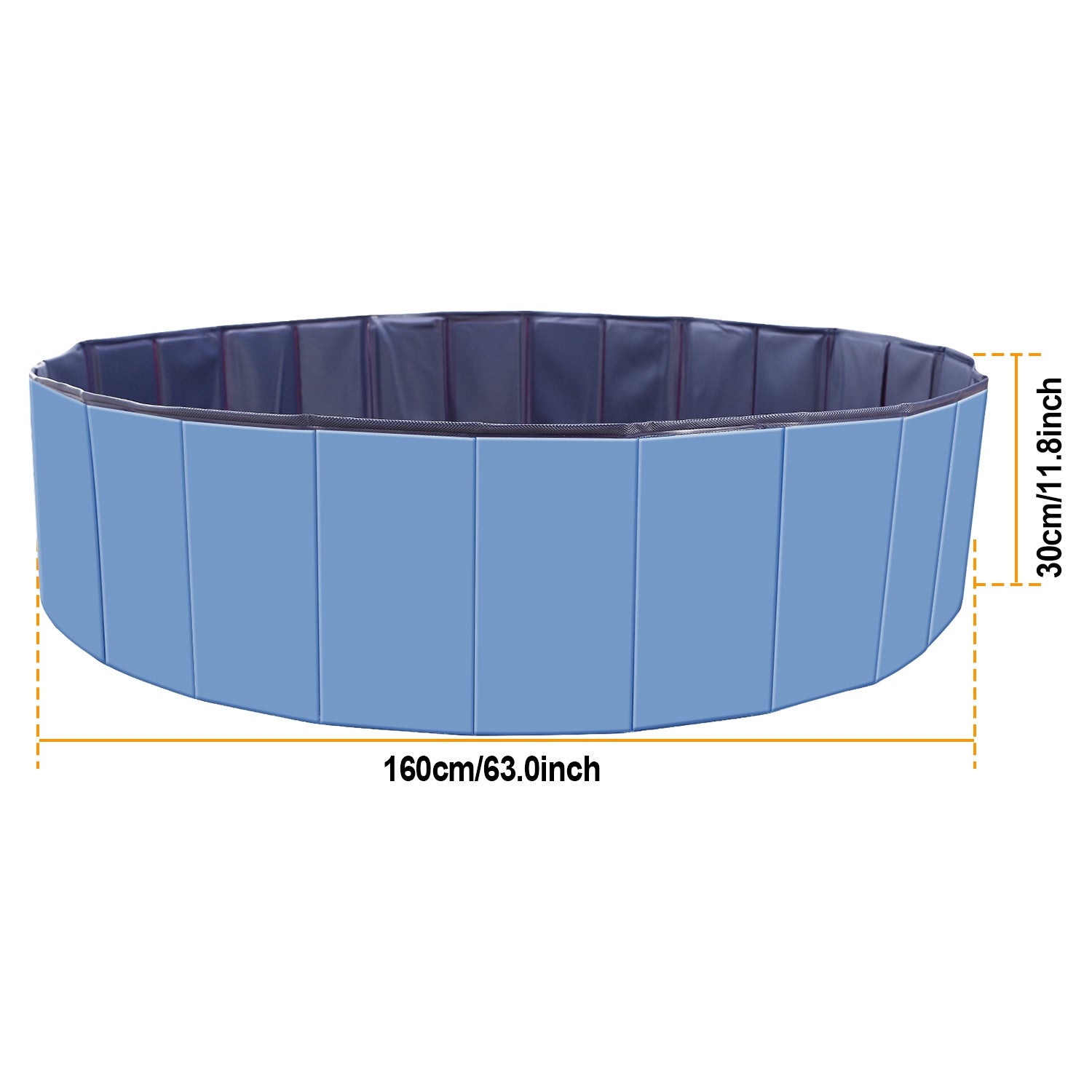 Foldable PVC Pet Swimming Pool - 160 x 160 x 30 cm (63.0 x 63.0 x 11.8 inches) for Dog Bathing and Playtime