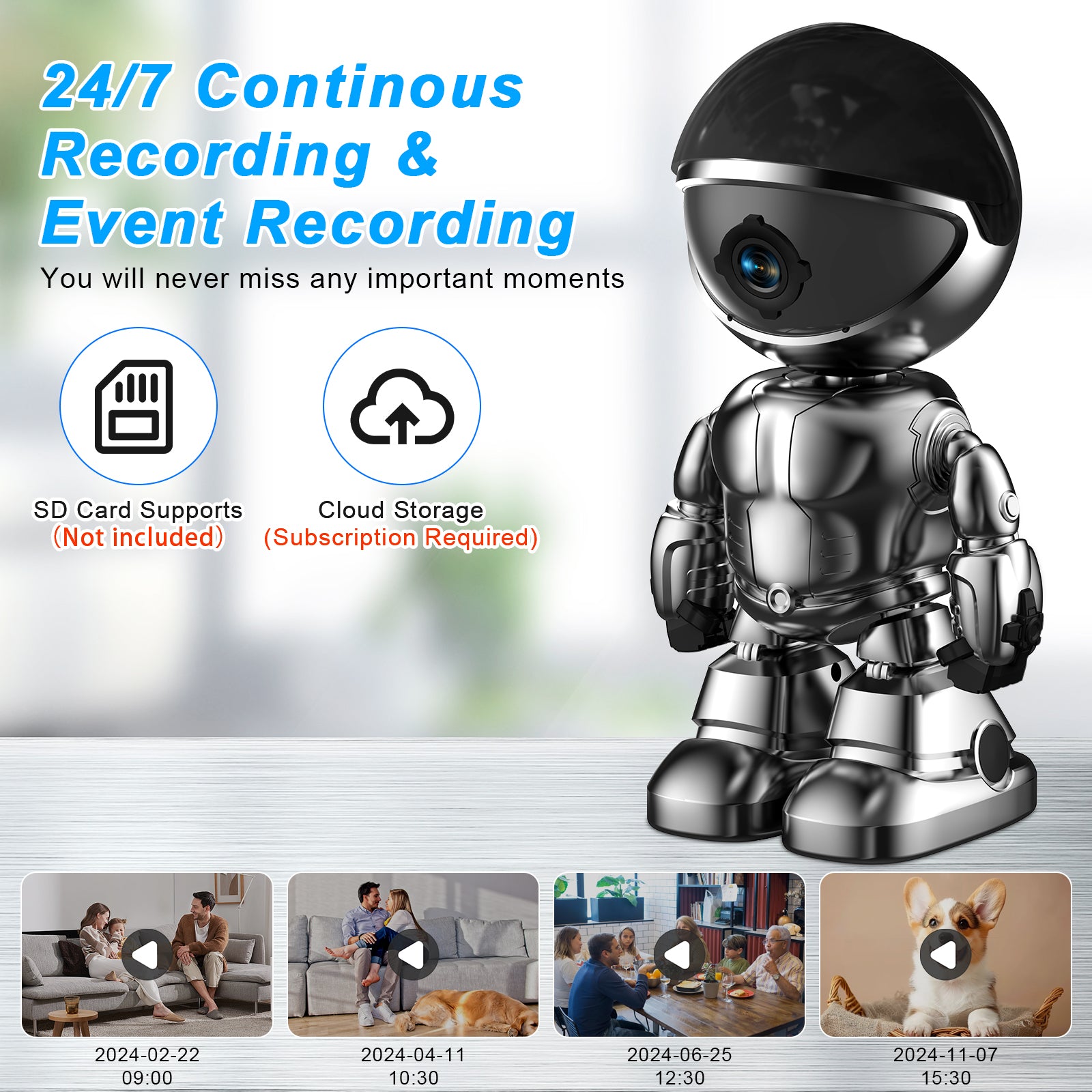 3MP Smart Robot IP Camera with WiFi - HD Home Security and Baby Monitor with Remote Control