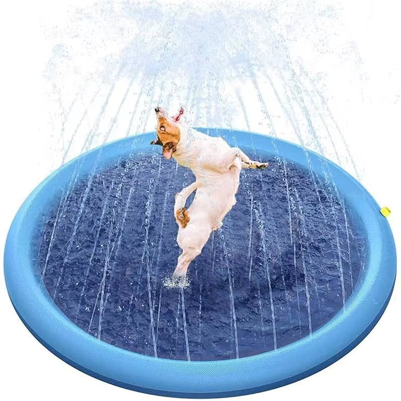 170cm Inflatable Outdoor Pet Swimming Pool and Splash Pad - Cooling Water Mat for Dogs and Children
