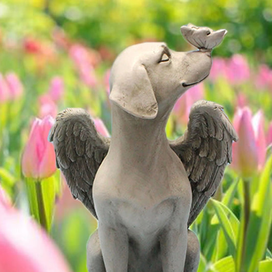 Angel Dog Memorial Statue - Commemorative Pet Memorial Stone for Honoring Beloved Dogs, Thoughtful Bereavement Gifts for Pet Loss