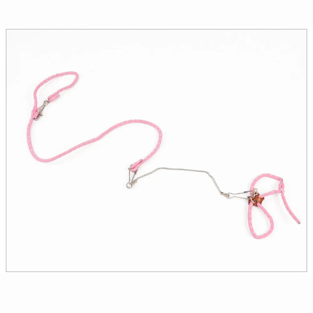 Adjustable Soft Leash Set for Small Pets - Ideal for Birds, Mice, Hamsters, Ferrets, and Guinea Pigs - Durable Bite-Resistant Pigskin Strap