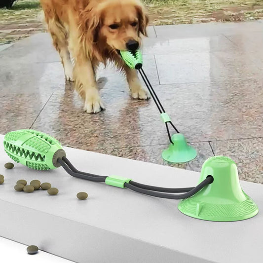 Durable Interactive Dog Chew Toys for Aggressive Chewers - Suction Cup Teething Rope and Puzzle Treat Dispensing Ball