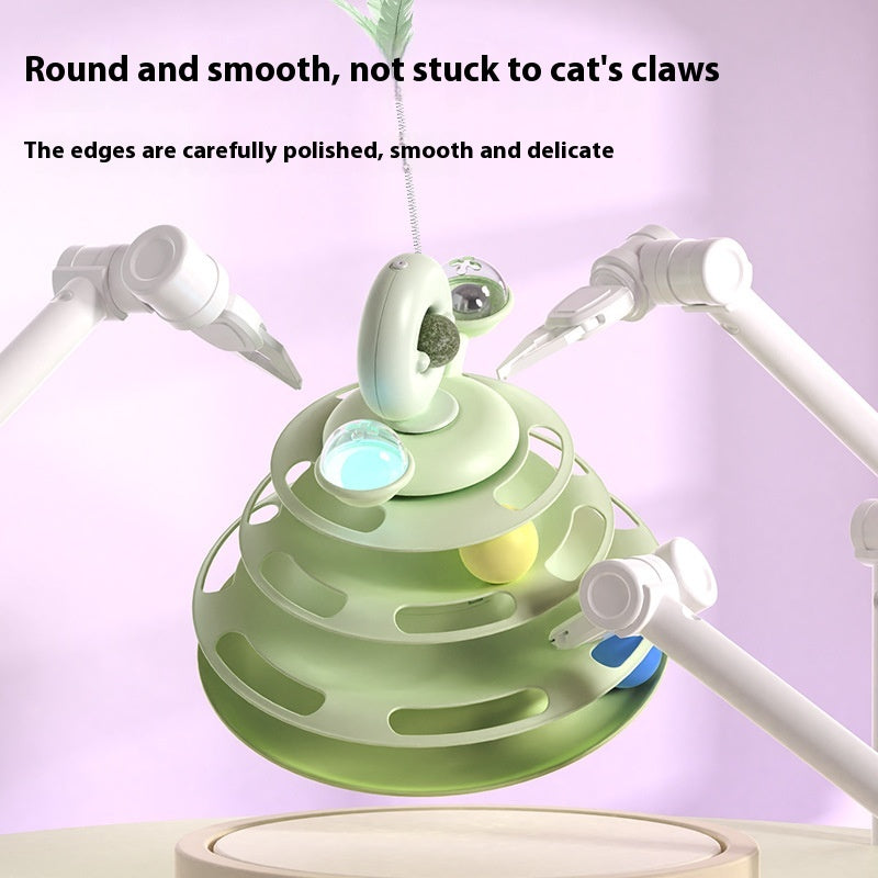 4-Tier Interactive Cat Toy Tower with Rolling Balls - Smart Training Puzzle for Pets