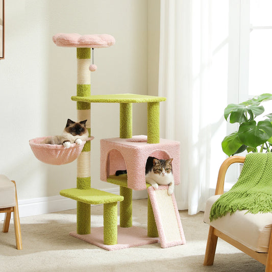 Multi-Tiered Cat Tree with Sisal-Wrapped Scratching Posts and Comfortable Condo for Small to Medium Indoor Cats