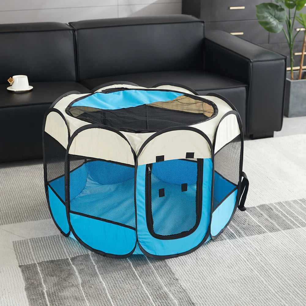 Durable Foldable Pet Tent and Octagonal Cat House - Portable Outdoor Dog Kennel and Fencing Solution