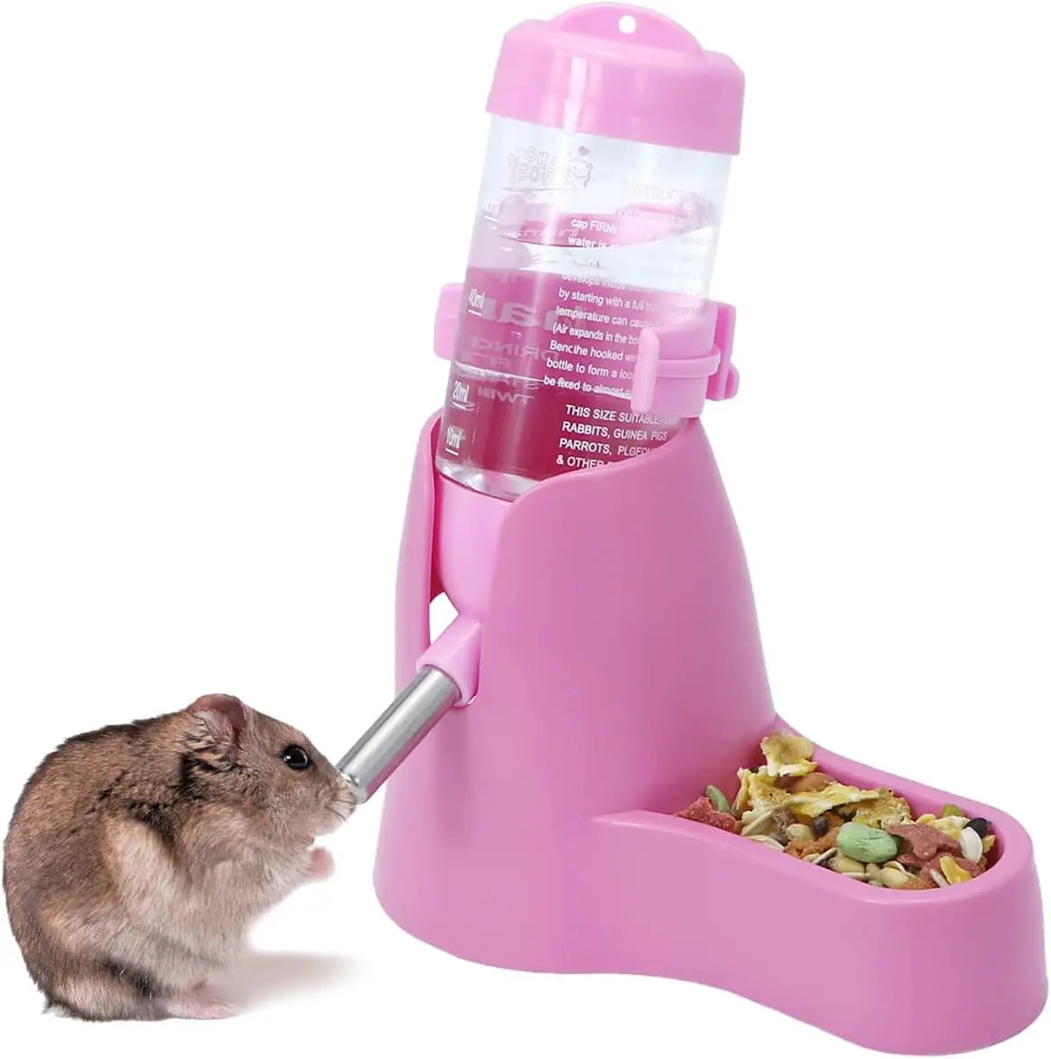 3-in-1 Hanging Water Dispenser for Small Pets - 80ml Capacity for Dwarf Hamsters, Mice, Rats, and Hedgehogs