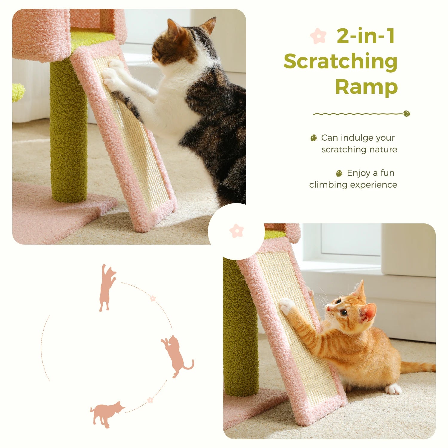 Multi-Tiered Cat Tree with Sisal-Wrapped Scratching Posts and Comfortable Condo for Small to Medium Indoor Cats