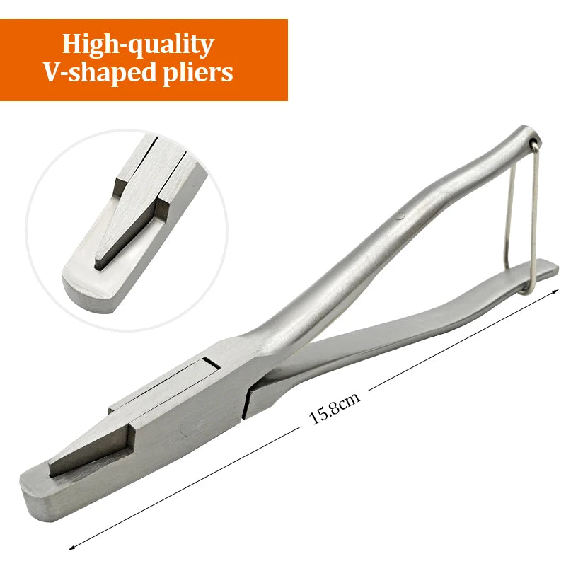 Stainless Steel Pig Ear Notcher Pliers with V and U Shape Clamps for Livestock Ear Marking - Essential Tool for Agricultural Use