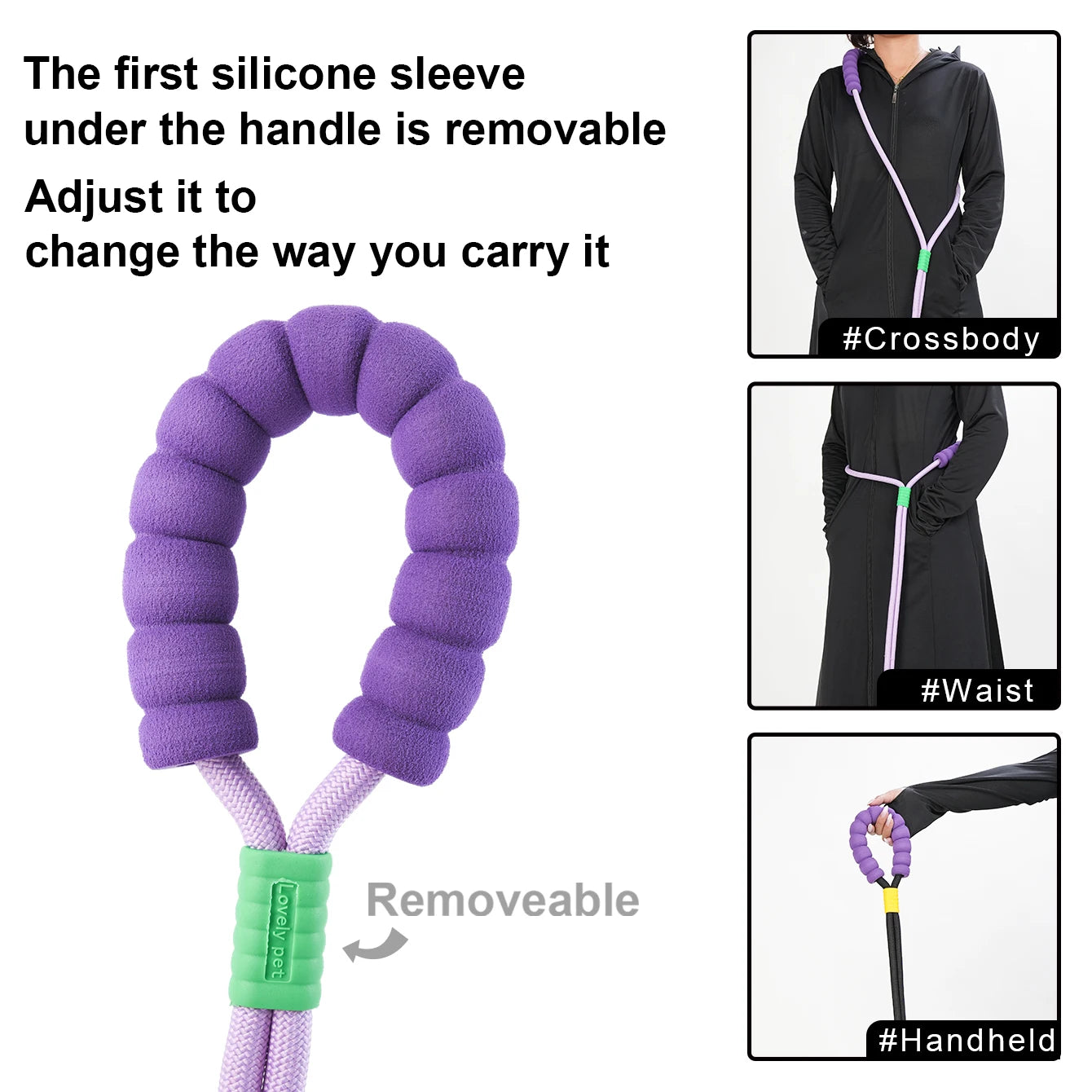 59-Inch Versatile Pet Dog Crossbody Leash with Durable Nylon Rope and Ergonomic PVC Foam Handle