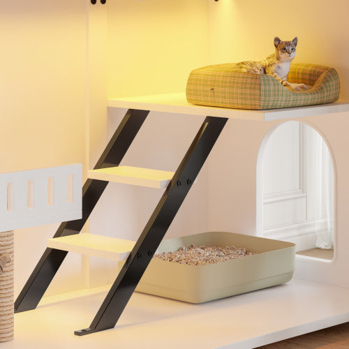 Large Cat Litter Box Enclosure With LED Light