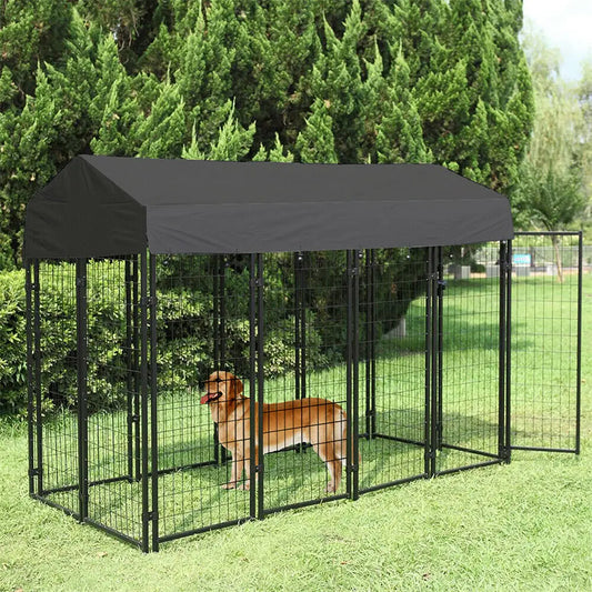 Premium Outdoor Dog Kennel with UV Protection and Waterproof Cover - Welded Wire Playpen for Large Breeds
