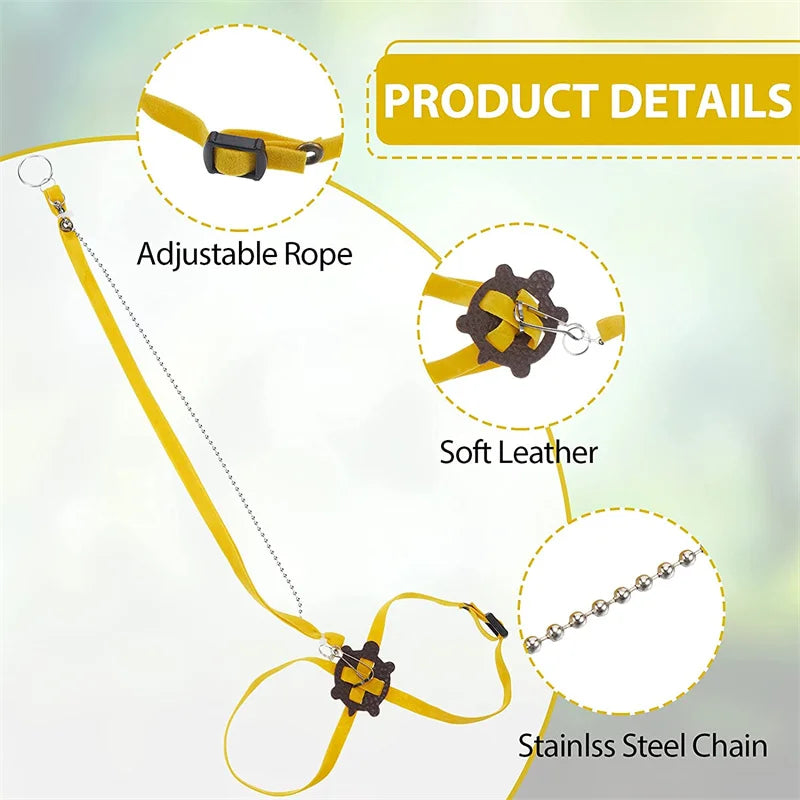 Enhanced Turtle and Lizard Pet Collar and Leash with Bell for Small Reptiles and Guinea Pigs - Outdoor Activity Traction Rope