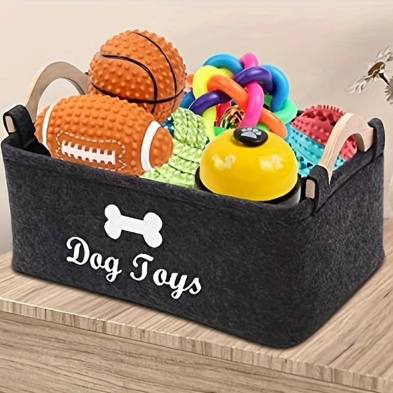 Felt Pet Toy Storage Organizer for Dogs - Ideal for Toys, Blankets, Leashes, and Food