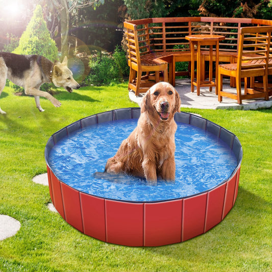 Foldable PVC Pet Swimming Pool - 160 x 160 x 30 cm (63.0 x 63.0 x 11.8 inches) for Dog Bathing and Playtime