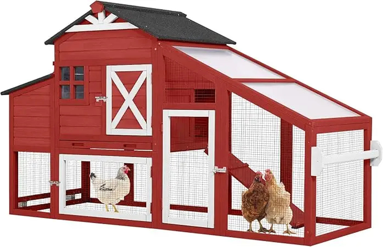 Expandable Wooden Chicken Coop with Spacious Nesting Box and Leakproof Pull-Out Tray