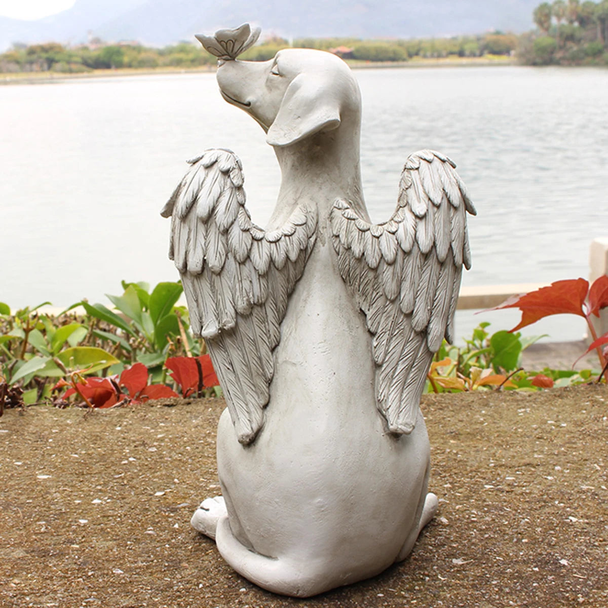 Angel Dog Memorial Statue - Commemorative Pet Memorial Stone for Honoring Beloved Dogs, Thoughtful Bereavement Gifts for Pet Loss