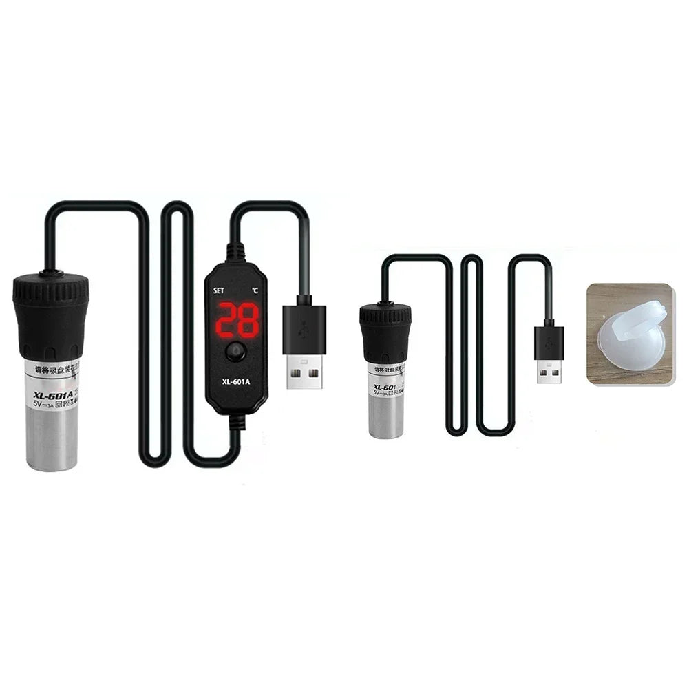 Professional Adjustable Submersible Aquarium Heater with Digital Display and External Temperature Controller, 20W/25W, Suitable for 18-34°C, Compact USB Design
