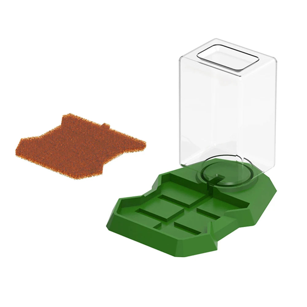 Automatic Reptile Feeder and Corner Water Bowl with Integrated Water Bottle for Small Pets, Including Turtles, Lizards, and Geckos