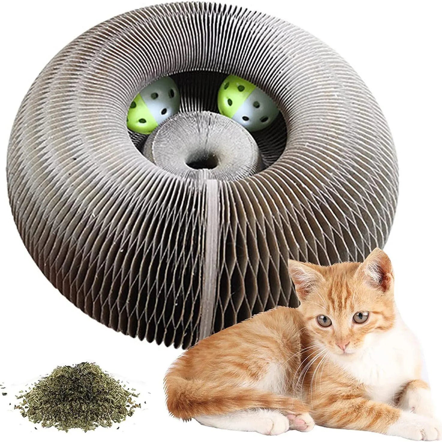 Interactive Cat Scratch and Climbing Board with Ball and Claw Grinding Surface for Kittens