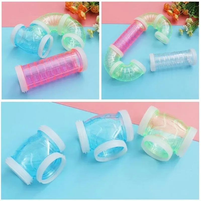 8-Piece Transparent Hamster Tunnel Toy Set for Pet Enrichment and Training Activities