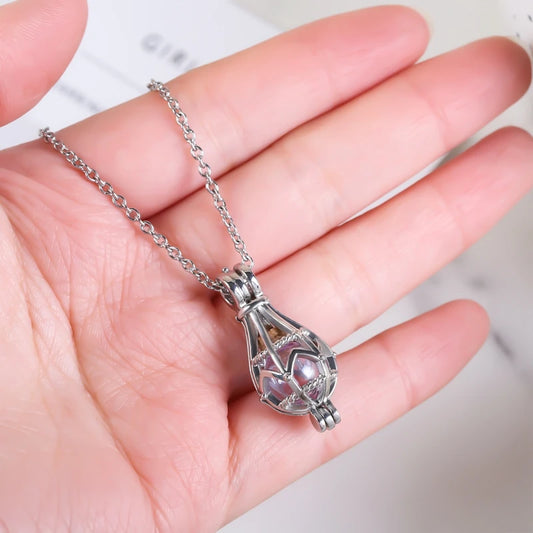 Hollow Teardrop Keepsake Urn Necklace for Ashes - Openwork Cremation Memorial Pendant