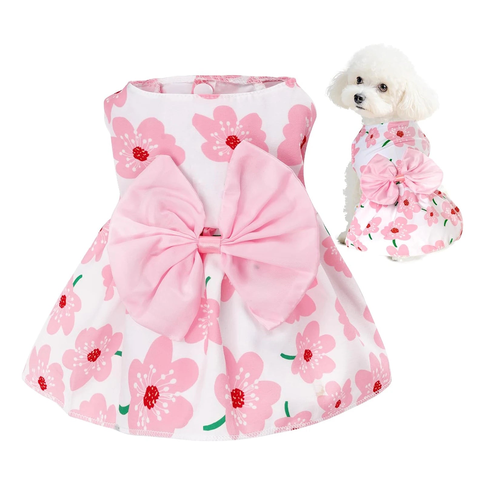 Elegant Floral Bow Pet Costume - Festival Attire for Dogs and Cats