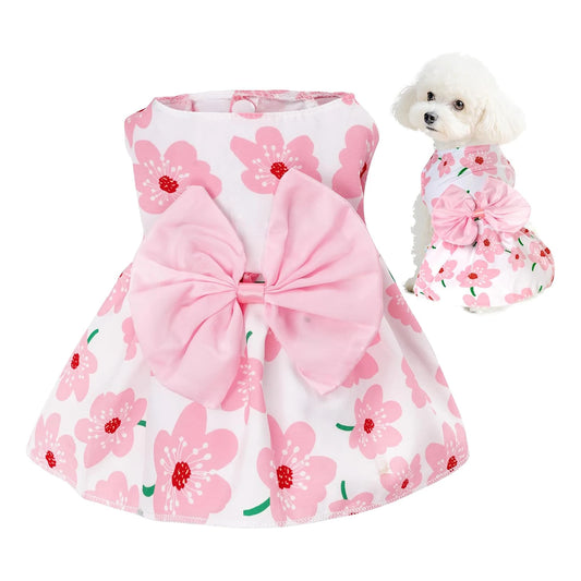 Elegant Floral Bow Pet Costume - Festival Attire for Dogs and Cats