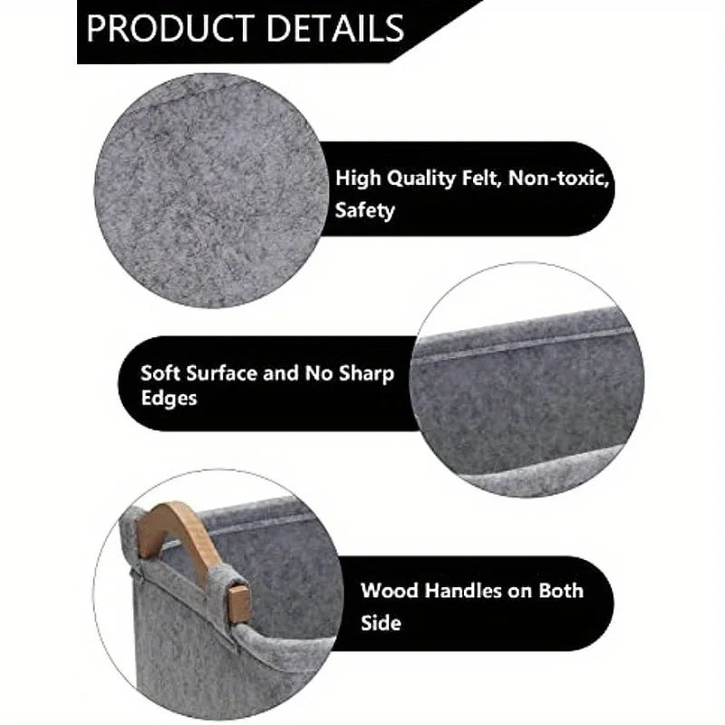 Felt Pet Toy Storage Organizer for Dogs - Ideal for Toys, Blankets, Leashes, and Food