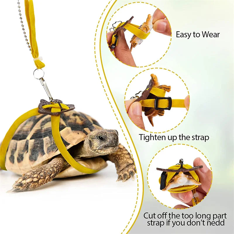 Enhanced Turtle and Lizard Pet Collar and Leash with Bell for Small Reptiles and Guinea Pigs - Outdoor Activity Traction Rope