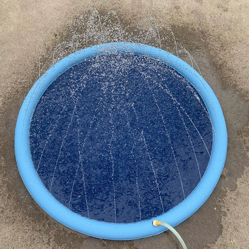 170cm Inflatable Outdoor Pet Swimming Pool and Splash Pad - Cooling Water Mat for Dogs and Children