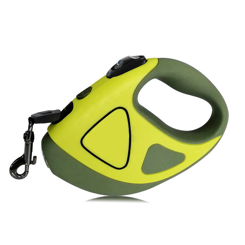 Automatic Retractable Fiber Dog Leash with Integrated Night Safety LED and Stretch Mechanism