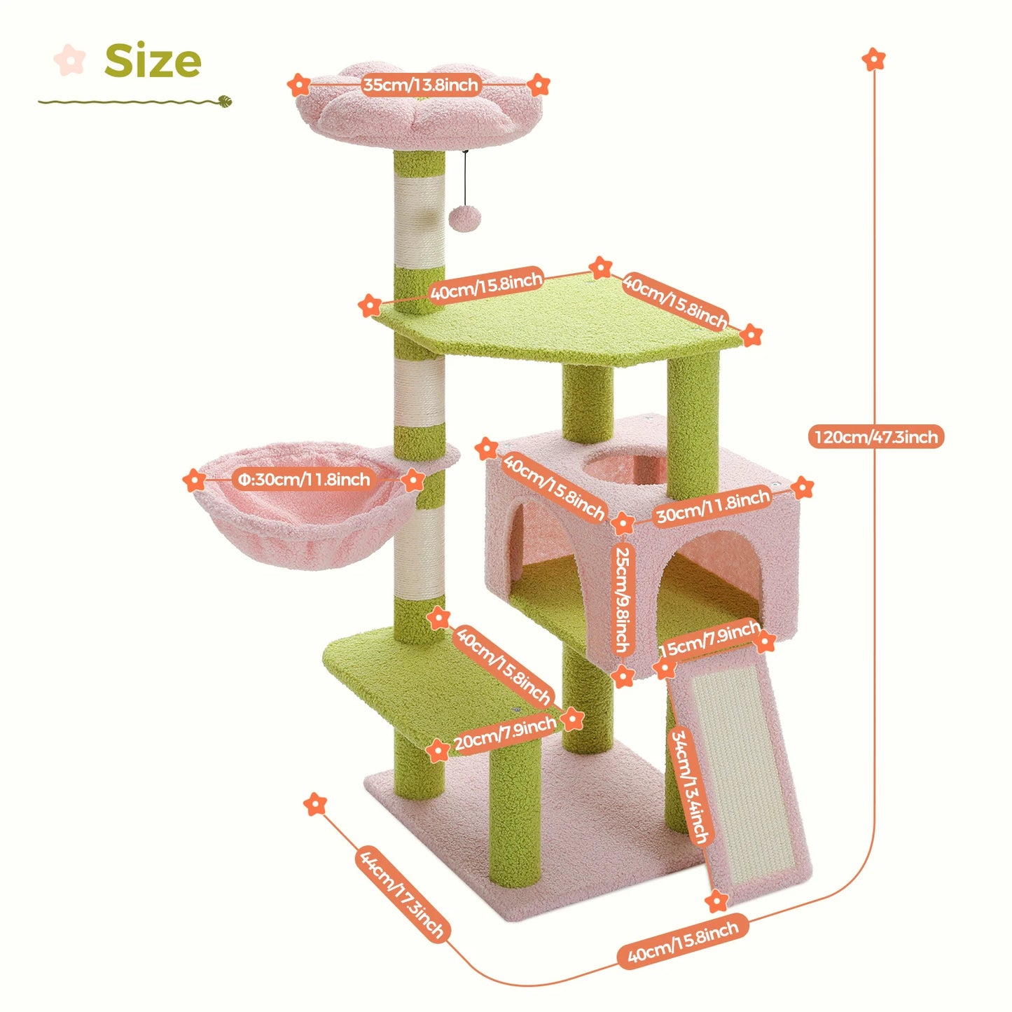 Multi-Tiered Cat Tree with Sisal-Wrapped Scratching Posts and Comfortable Condo for Small to Medium Indoor Cats