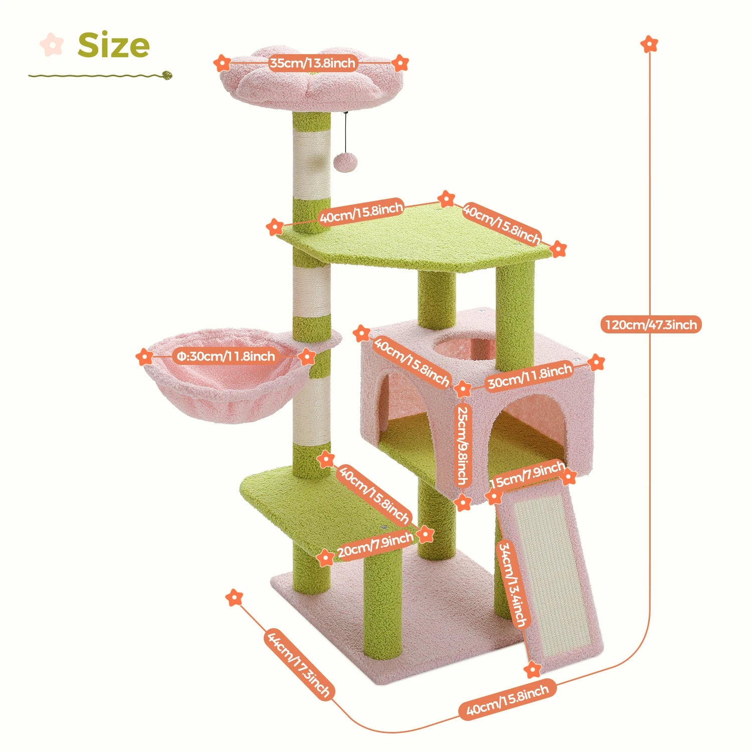 Multi-Tiered Cat Tree with Sisal-Wrapped Scratching Posts and Comfortable Condo for Small to Medium Indoor Cats