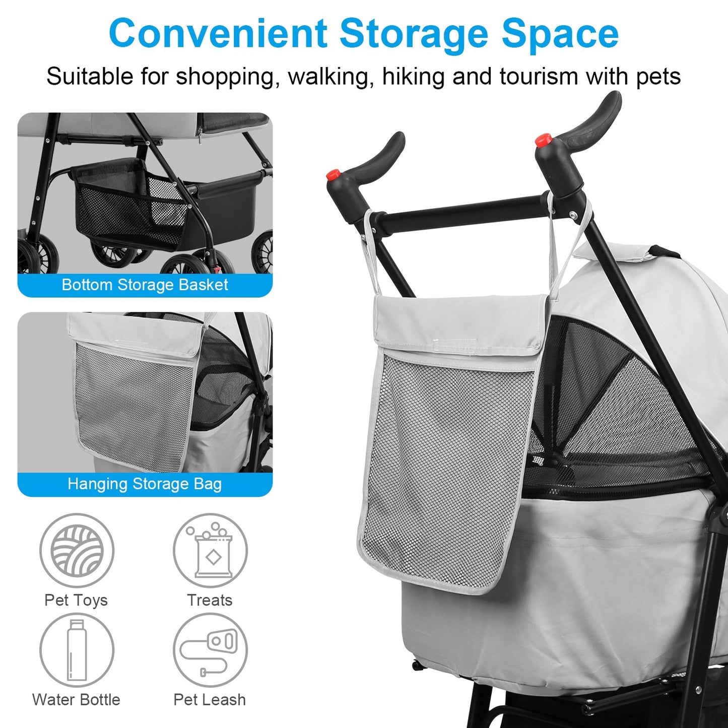 Pet Stroller Foldable Carrier Strolling Cart