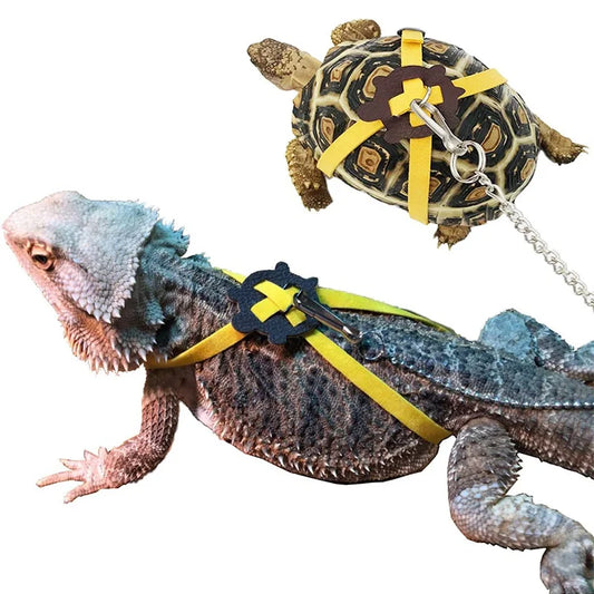 Enhanced Turtle and Lizard Pet Collar and Leash with Bell for Small Reptiles and Guinea Pigs - Outdoor Activity Traction Rope