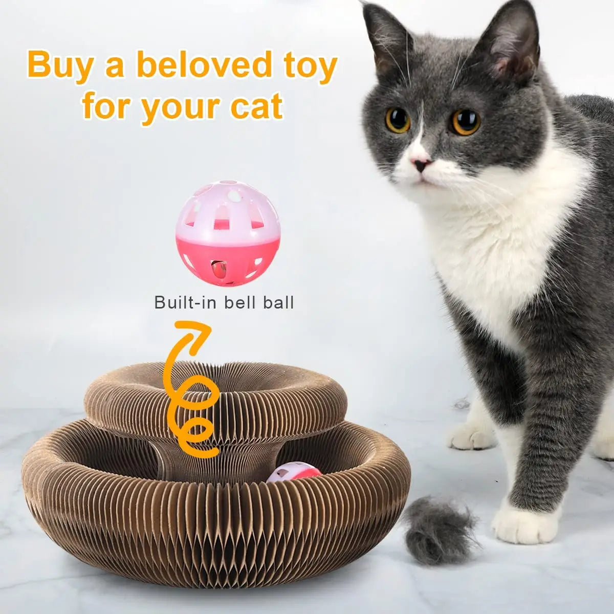 Interactive Cat Scratch and Climbing Board with Ball and Claw Grinding Surface for Kittens