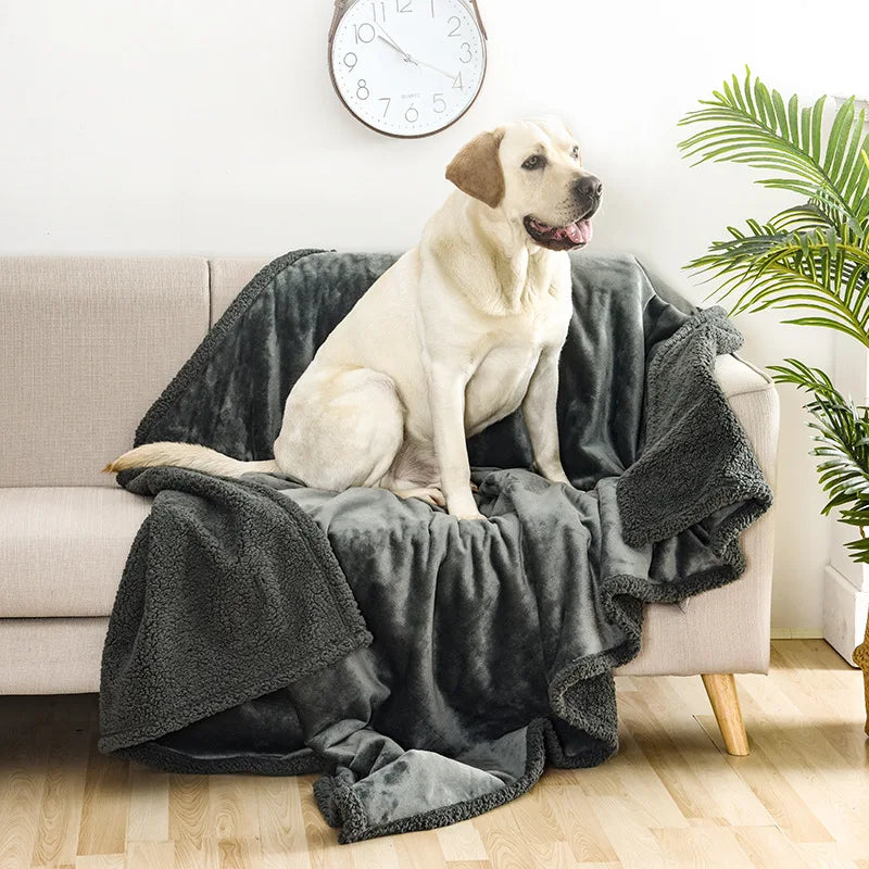 Reversible Waterproof Pet Blanket - Liquid-Resistant Dog Cover for Sofa, Bed, and Couch with Sherpa Fleece Protection