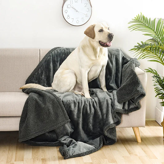 Reversible Waterproof Pet Blanket - Liquid-Resistant Dog Cover for Sofa, Bed, and Couch with Sherpa Fleece Protection