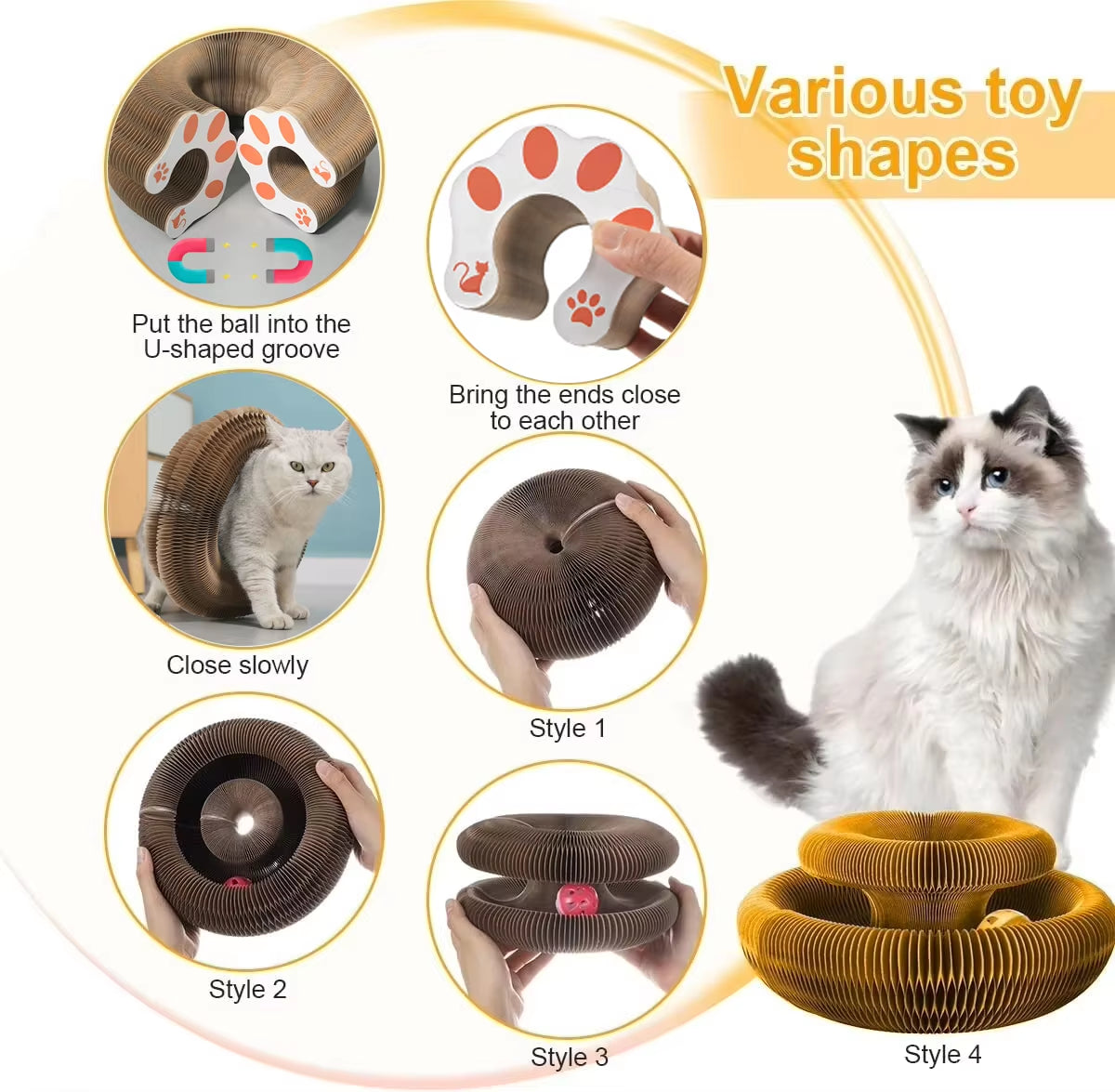 Interactive Cat Scratch and Climbing Board with Ball and Claw Grinding Surface for Kittens