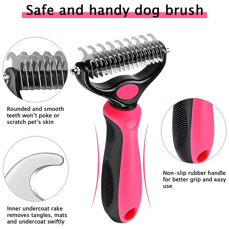 Professional Dual-Sided Deshedding Brush for Dogs and Cats - Efficient Grooming Tool for Fur and Mat Removal