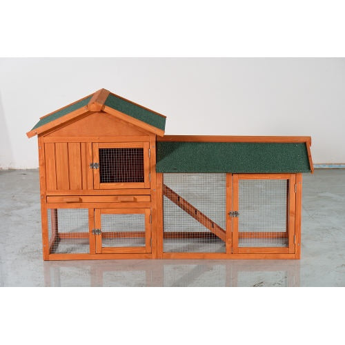 Large Wooden 2 Story Outdoor Rabbit Hutch With Asphalt Roof