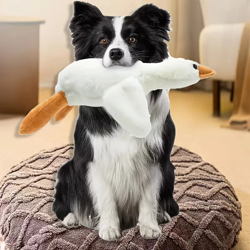 Large Plush White Duck Dog Toy - Realistic Goose Design for Chewing and Play, Perfect for Pets