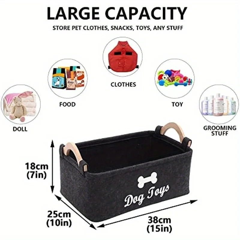 Felt Pet Toy Storage Organizer for Dogs - Ideal for Toys, Blankets, Leashes, and Food