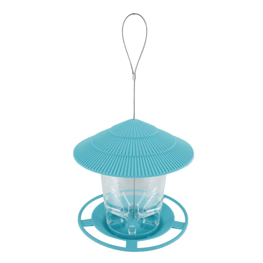Automatic Outdoor Bird Feeder with Multi-Hole Dispenser and Hanging Nut Holder