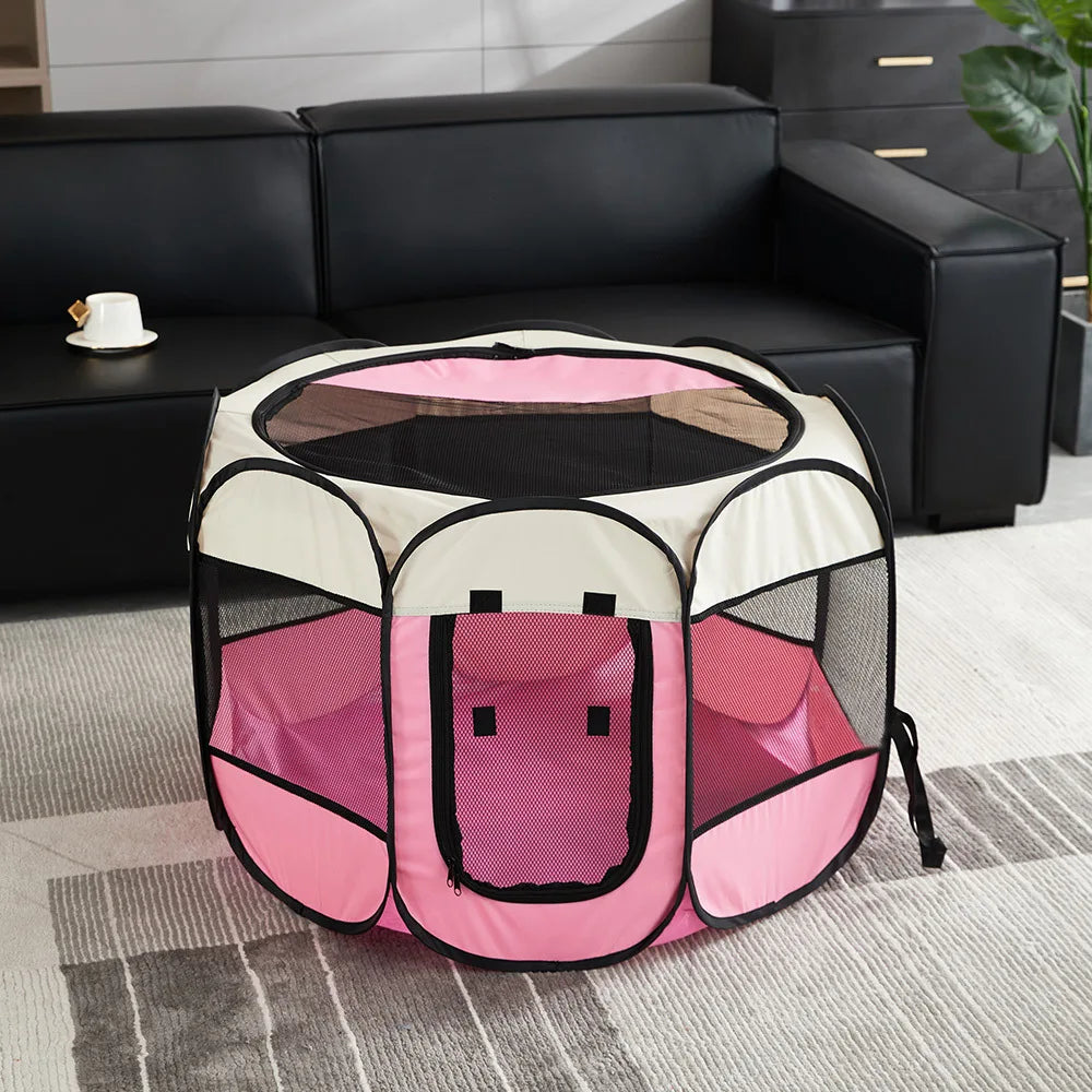 Durable Foldable Pet Tent and Octagonal Cat House - Portable Outdoor Dog Kennel and Fencing Solution