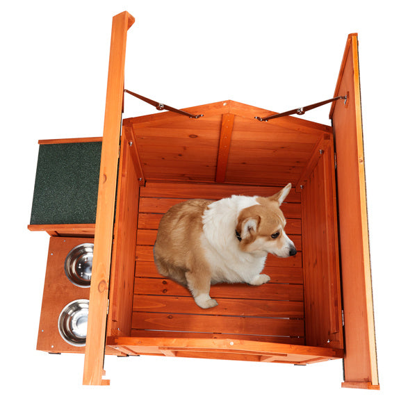 Green Asphalt Roof Golden Red Main Body Fir House Cat And Dog House