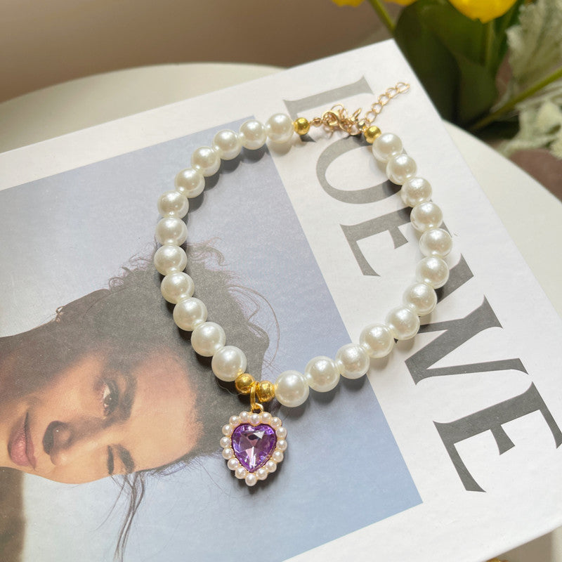 Elegant Retro Crystal Pendant Necklace for Pets - Sophisticated Jewelry for Cats and Dogs